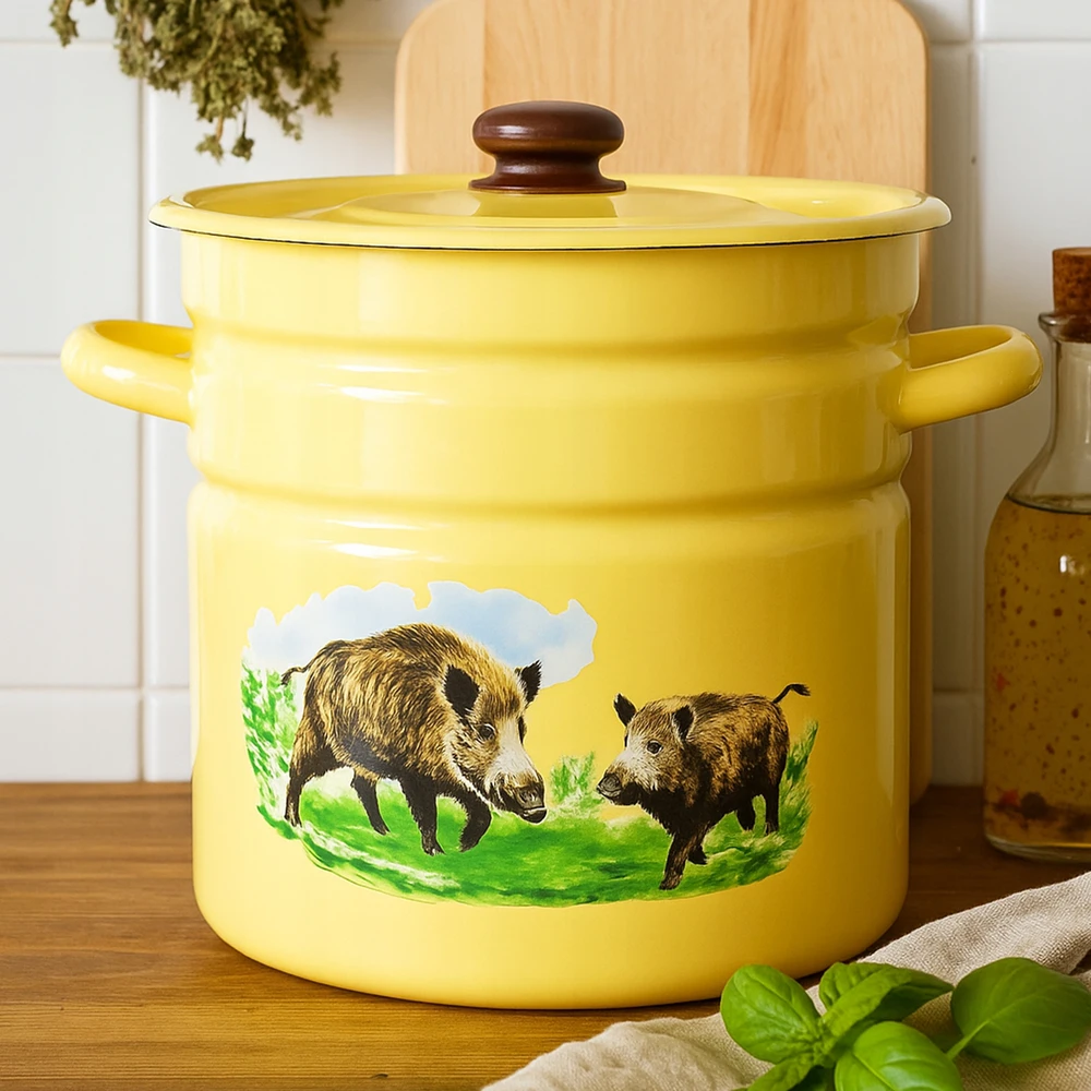 Silesia Emalia Emaliuotas puodas 12L tradicinis 22CM ŠERNAS PAPRASTAS SMOOTH GAS DIDELIS XXL
