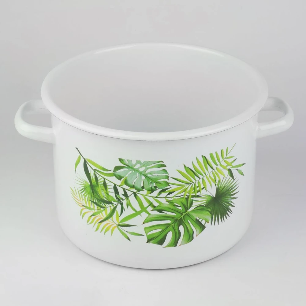 Silesia Emalia Emaliuotas puodas 5.5 L, "monstera" dizainas, 22 cm