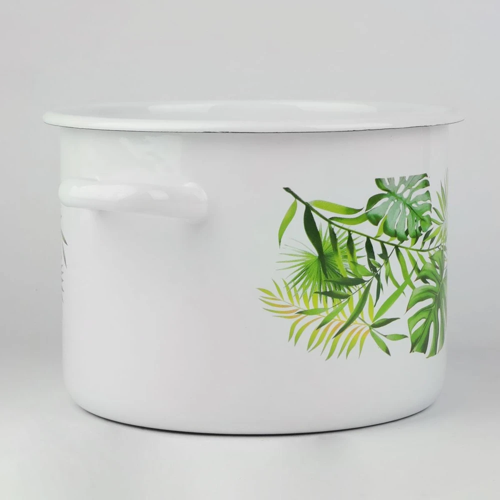 Silesia Emalia Emaliuotas puodas 5.5 L, "monstera" dizainas, 22 cm