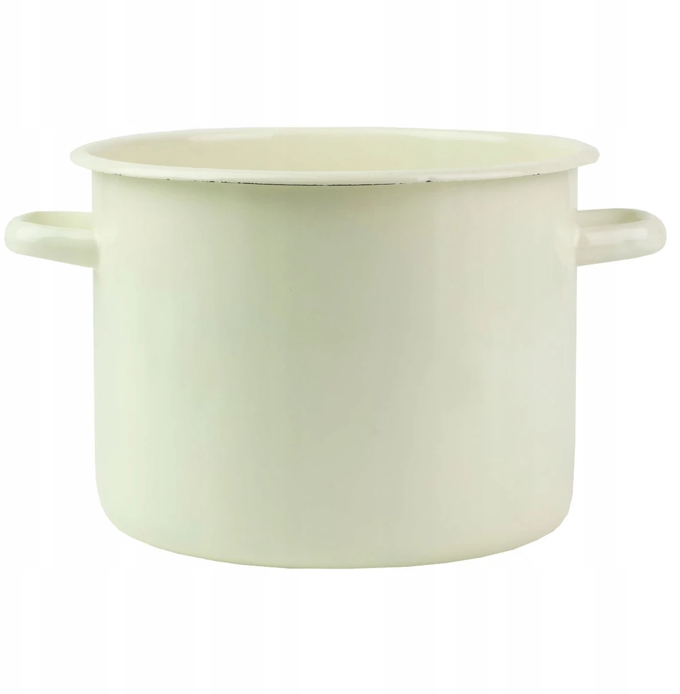 Silesia Emalia Emaliuotas puodas 5,5l 24cm, 3 sluoksnių emalė, tradicinis, kreminis