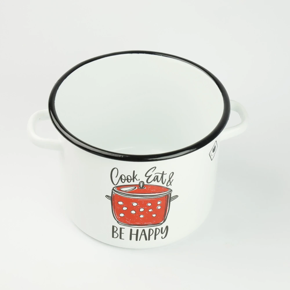 Silesia Emalia Emaliuotas puodas 5,5l "be Happy" baltas, dujinė, indukcinė