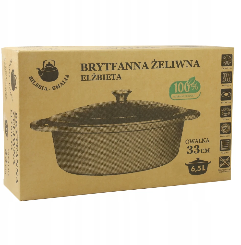 Silesia Emalia Ketaus žąsų kepsnys 6,5L ELŻBIETA OGNISKO INDUKCINĖ DUJINĖ ORŠTINĖ