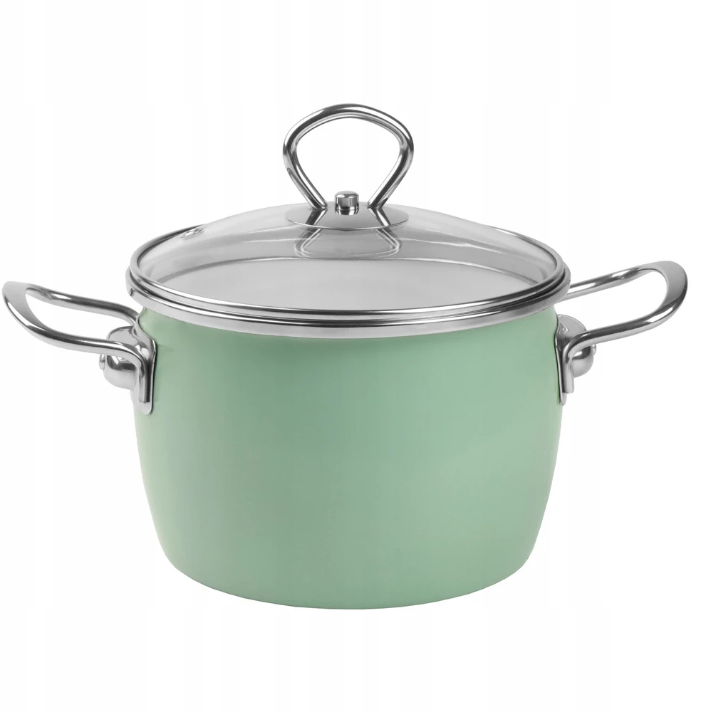 Mondex Silesia Emalia Tradicinis emaliuotas puodas MARYNA 2,3l, celadon, INDUKCINĖS DUJOS