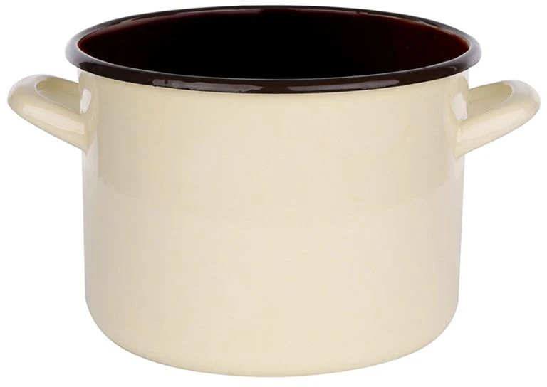 Altom Design Silesia Emaliuotas puodas 5,8 l skersmuo 22 cm aukštis 16 cm kreminis/tamsus centras 7808