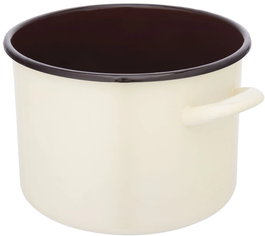 Altom Design Silesia Emaliuotas puodas 7,5 l skersmuo 24 cm aukštis 17 cm kreminis/tamsus centras 7818
