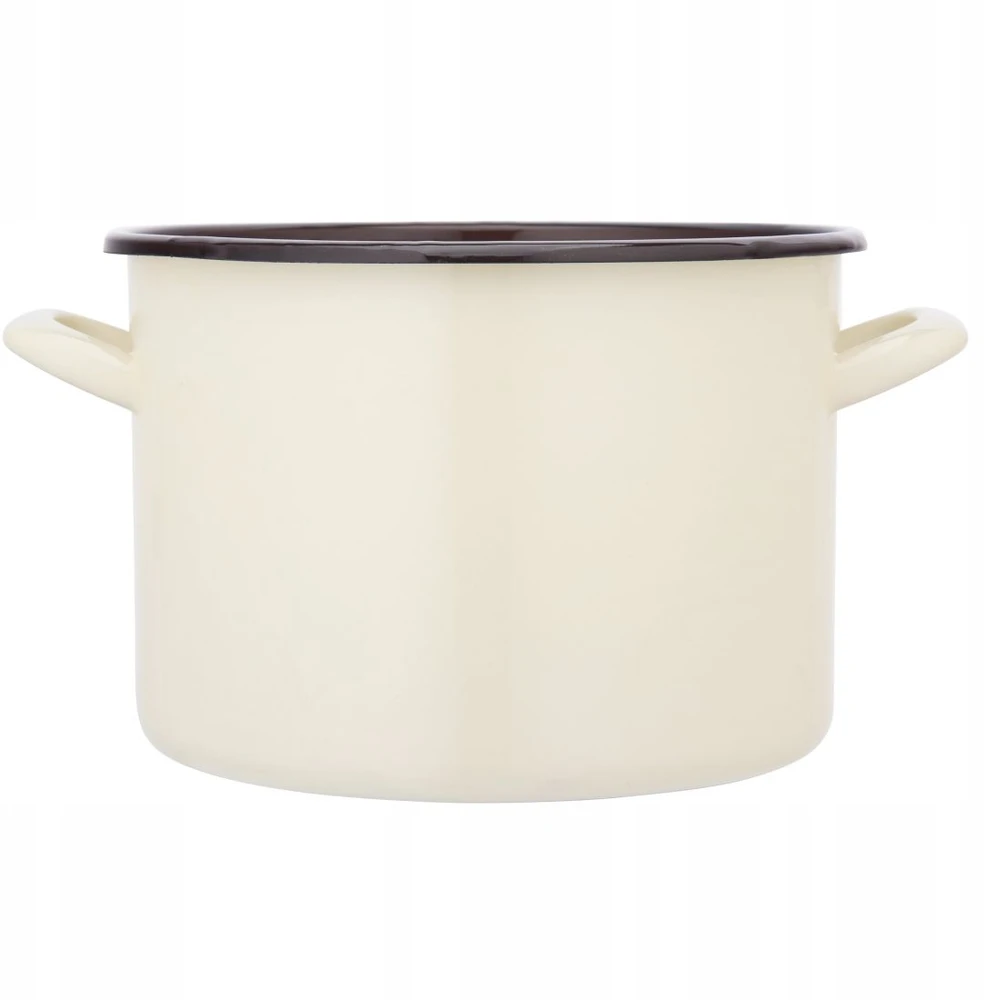 Altom Design Silesia Emaliuotas puodas 7,5 l skersmuo 24 cm aukštis 17 cm kreminis/tamsus centras 7818