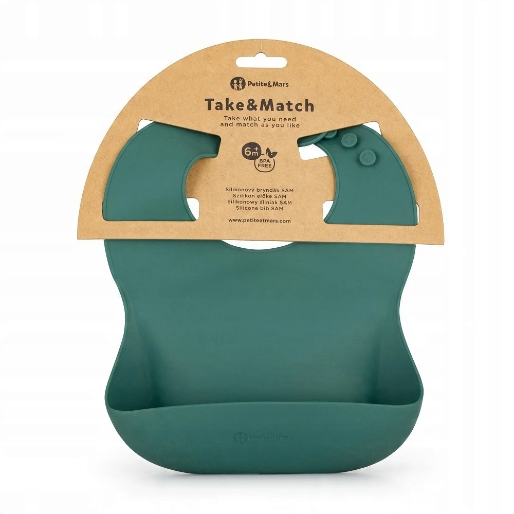 Silicone Bib Žalias 6m+ PETITE&MARS