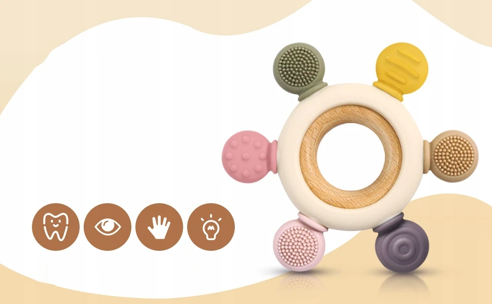 SILICONE TEETHER SENSORY BPA BE GĖLIŲ RAMINANČIOS dantenos