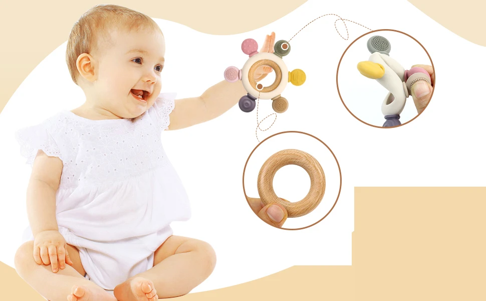 SILICONE TEETHER SENSORY BPA BE GĖLIŲ RAMINANČIOS dantenos