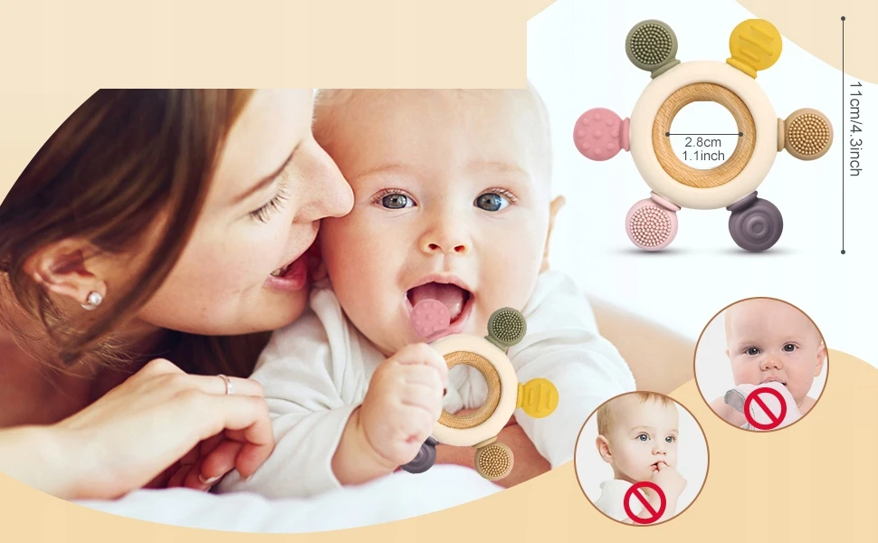 SILICONE TEETHER SENSORY BPA BE GĖLIŲ RAMINANČIOS dantenos