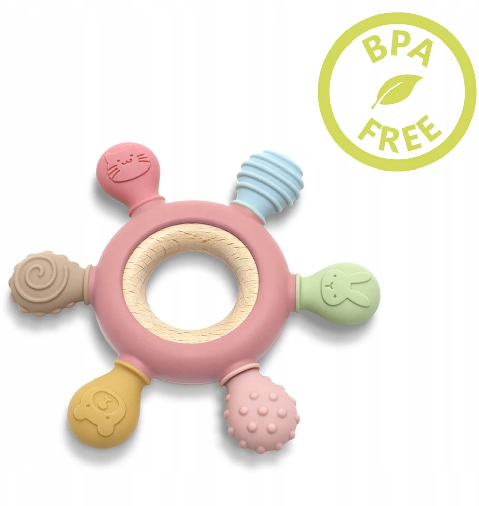 SILICONE TEETHER SENSORY BPA BE GĖLIŲ RAMINANČIOS dantenos LORELLI