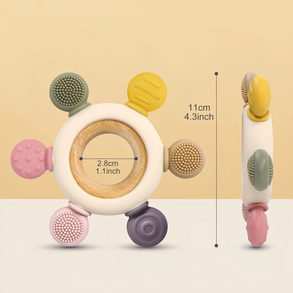 SILICONE TEETHER SENSORY BPA BE GĖLIŲ RAMINANČIOS dantenos