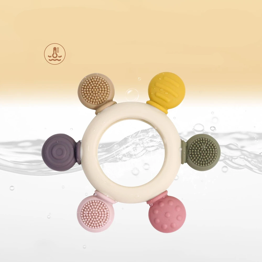 SILICONE TEETHER SENSORY BPA BE GĖLIŲ RAMINANČIOS dantenos