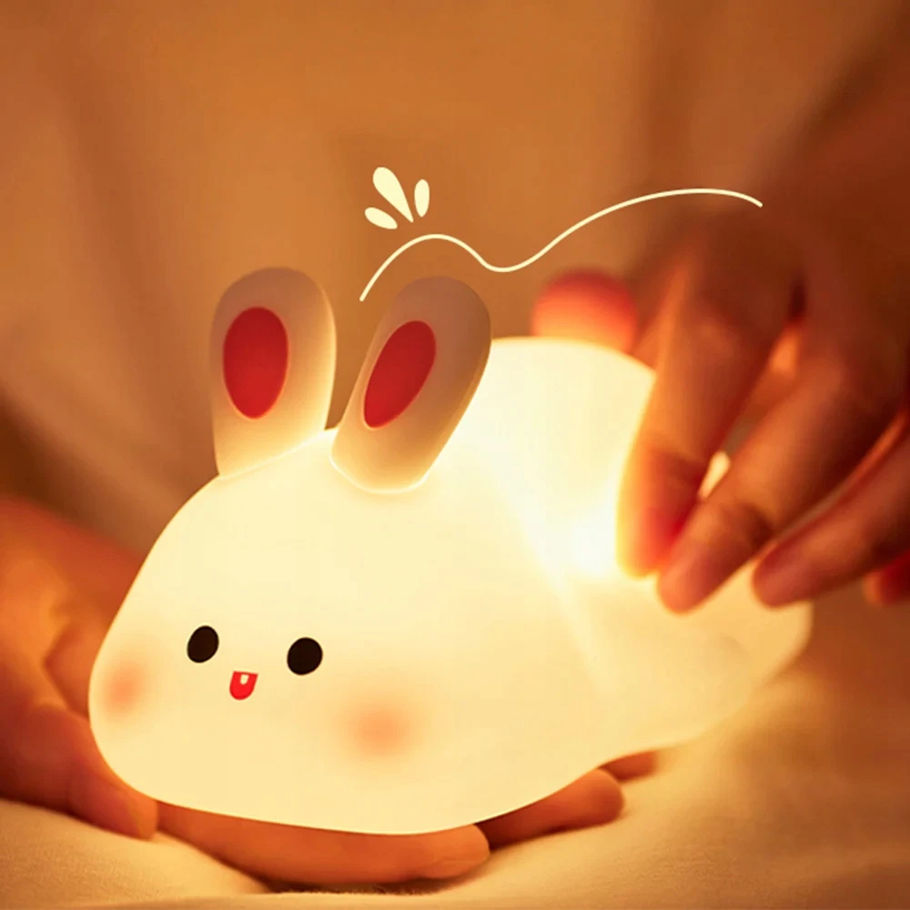 SILIKONINĖ NAKTINĖ LEMPA VAIKAMS LED LIETIMAS USB LAIKMATIS RGB STAR Baltas