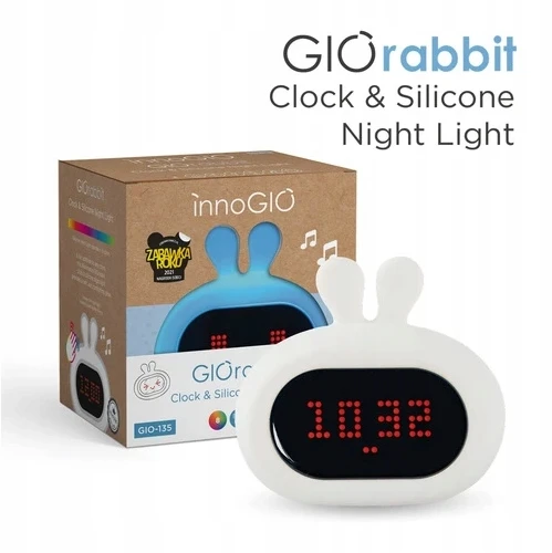 INNOGIO silikoninė naktinė lemputė su skaitmeniniu žadintuvu GIORABBIT, GIO-135