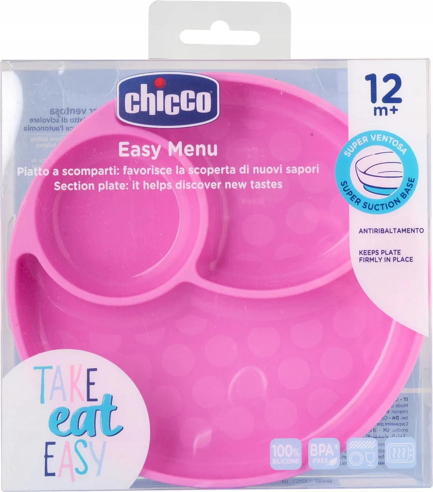 CHICCO 00010216100000 Silikoninė lėkštė 3 šviesų mergaitė