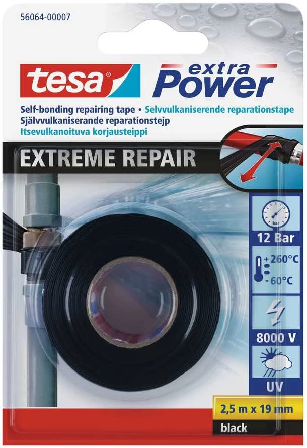 Savaime užsivulkanizuojanti juosta tesa EXTREME REPAIR 2.5mx19mm juoda