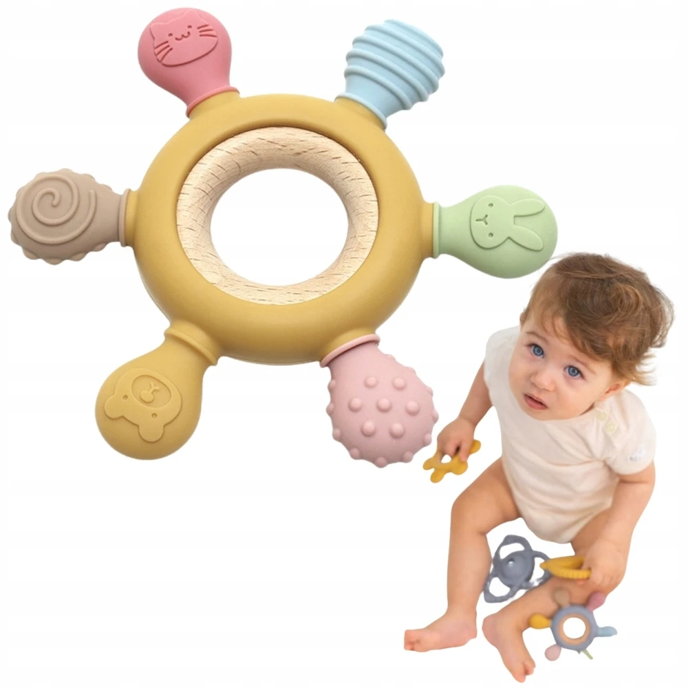 Silikoniniai dantų dantukai Sensory FLOWER Baby 0m+ Lorelli