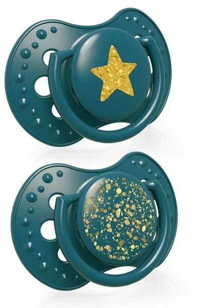 LOVI silikoniniai dinaminiai čiulptukai STARDUST, žalia, 6-18 mėn., 2 vnt., 22/894_green