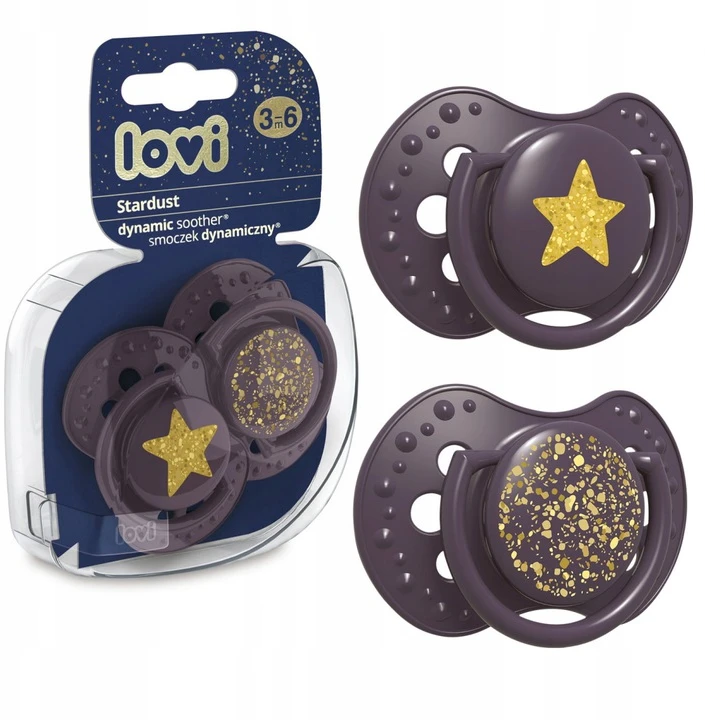 Silikoniniai dinaminiai čiulptukai Lovi Stardust, Violet, 3-6 mėn., 2 vnt.