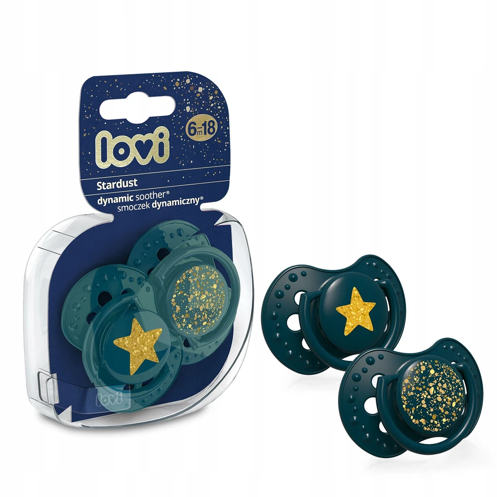 LOVI silikoniniai dinaminiai čiulptukai STARDUST, žalia, 6-18 mėn., 2 vnt., 22/894_green