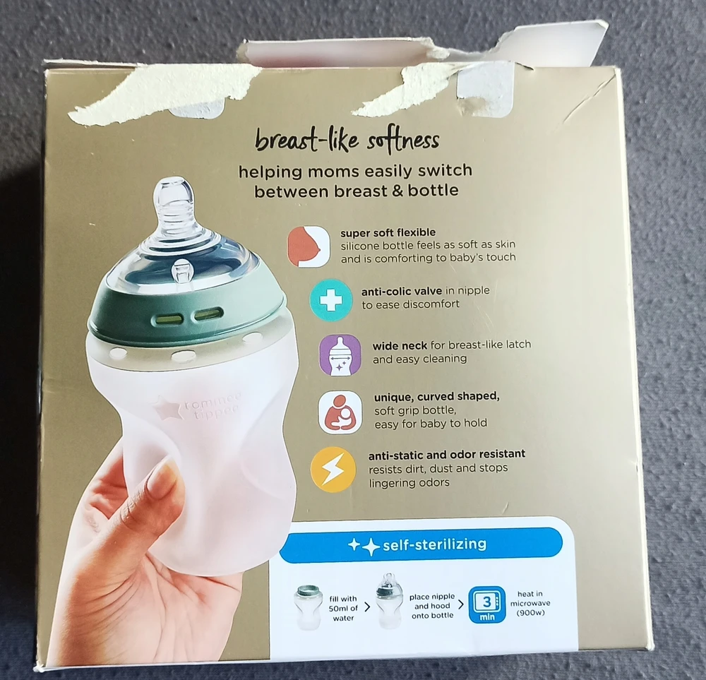 SILIKONINIS BUTELIS Tommee Tippee Closer to Nature Minkštas jausmas, 0m+ 2 vnt.