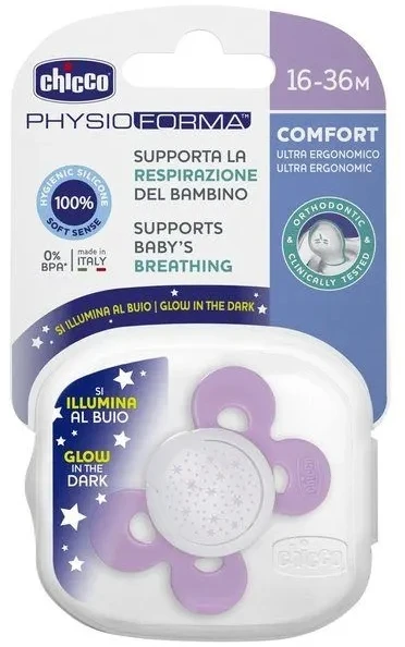 Silikoninis čiulptukas Chicco Physio 059072, rožinis, 16+ mėn, 1 vnt.