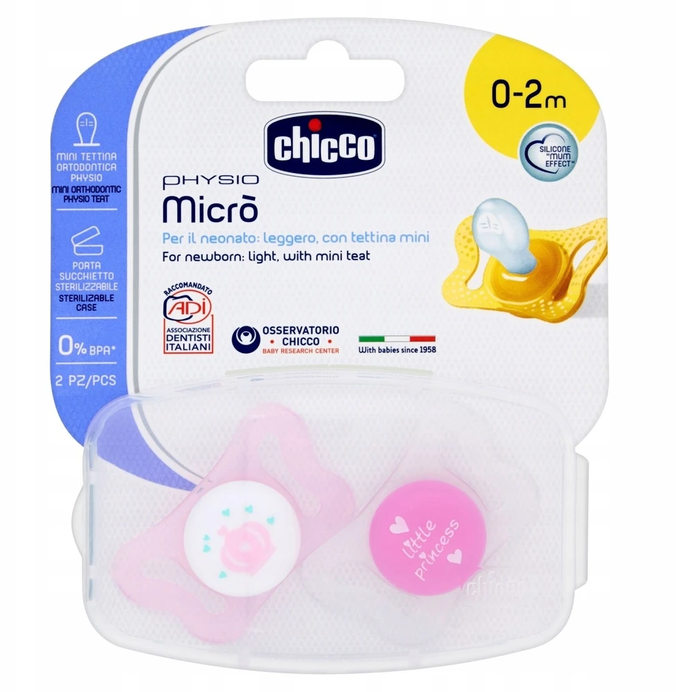 CHICCO PHYSIO MICRO Silikoonist lutt, 0-2m (Roosa)