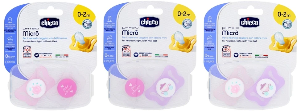 CHICCO PHYSIO MICRO Silikoonist lutt, 0-2m (Roosa)