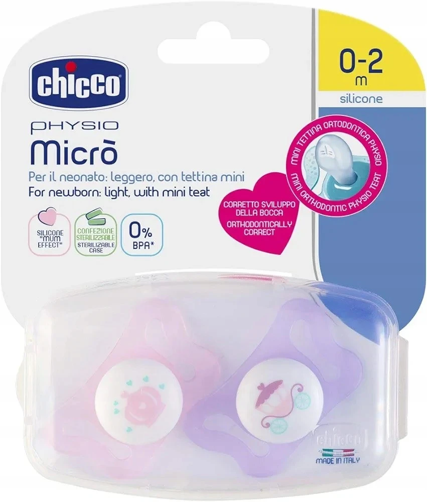 CHICCO PHYSIO MICRO Silikoonist lutt, 0-2m (Roosa)