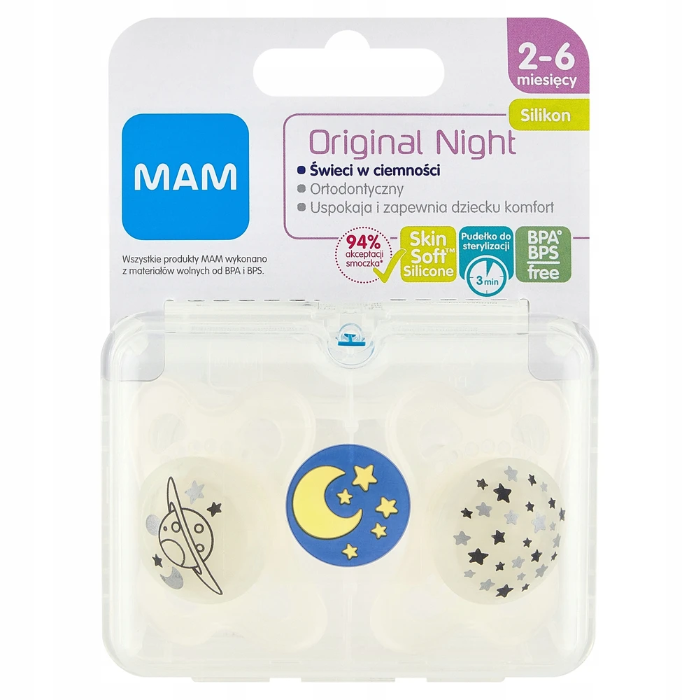 Mam Priedai Žindukas MAM Original Night 2-6 mėn. unisex šviečiantis naktį