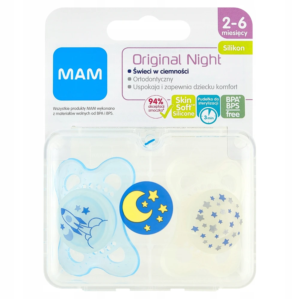MAM 831249 Original Night Čiulptukas 2-6 berniukams 2vnt.