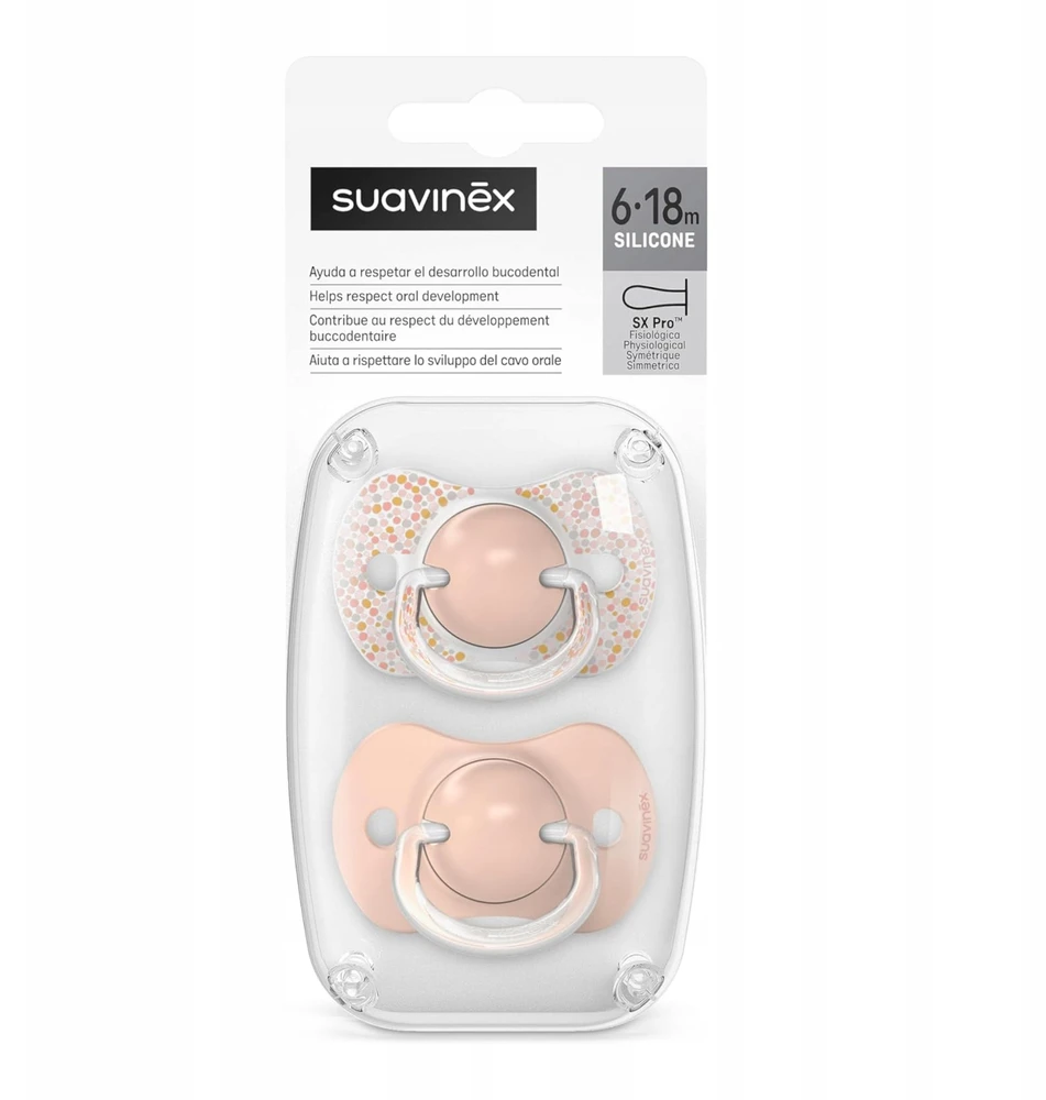 Silikoninis čiulptukas Suavinex SX Pro, 6-18 mėn., Forest Rožinė, 2 vnt.
