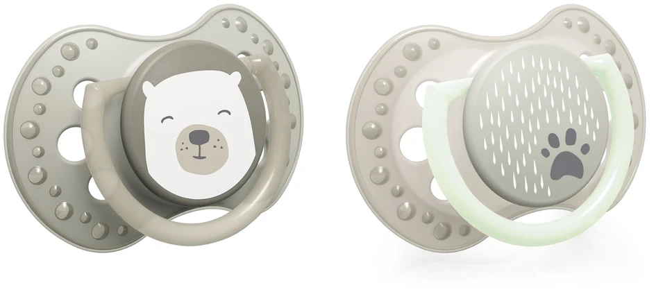 LOVI dinaminis silikoninis čiulptukas BUDDY BEAR, 6-18 mėn., 2 vnt., 22/865
