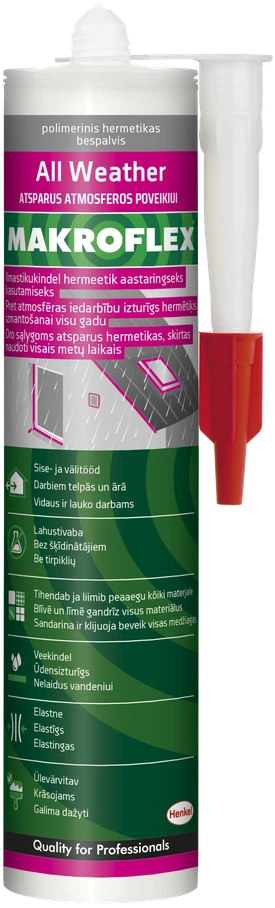 Silikoninis hermetikas MAKROFLEX ALL WEATHER, bespalvis, 280 ml