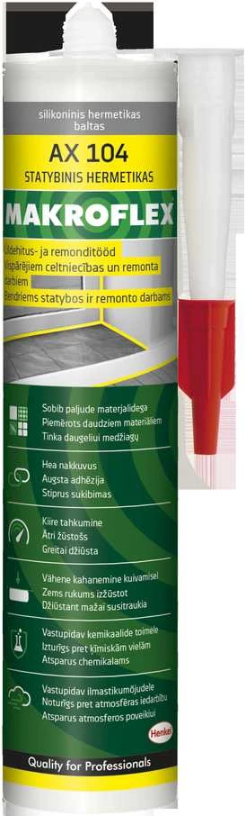 Silikoninis hermetikas MAKROFLEX ALL WEATHER, bespalvis, 280 ml