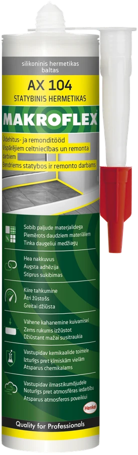 Silikoninis hermetikas MAKROFLEX ALL WEATHER, bespalvis, 280 ml
