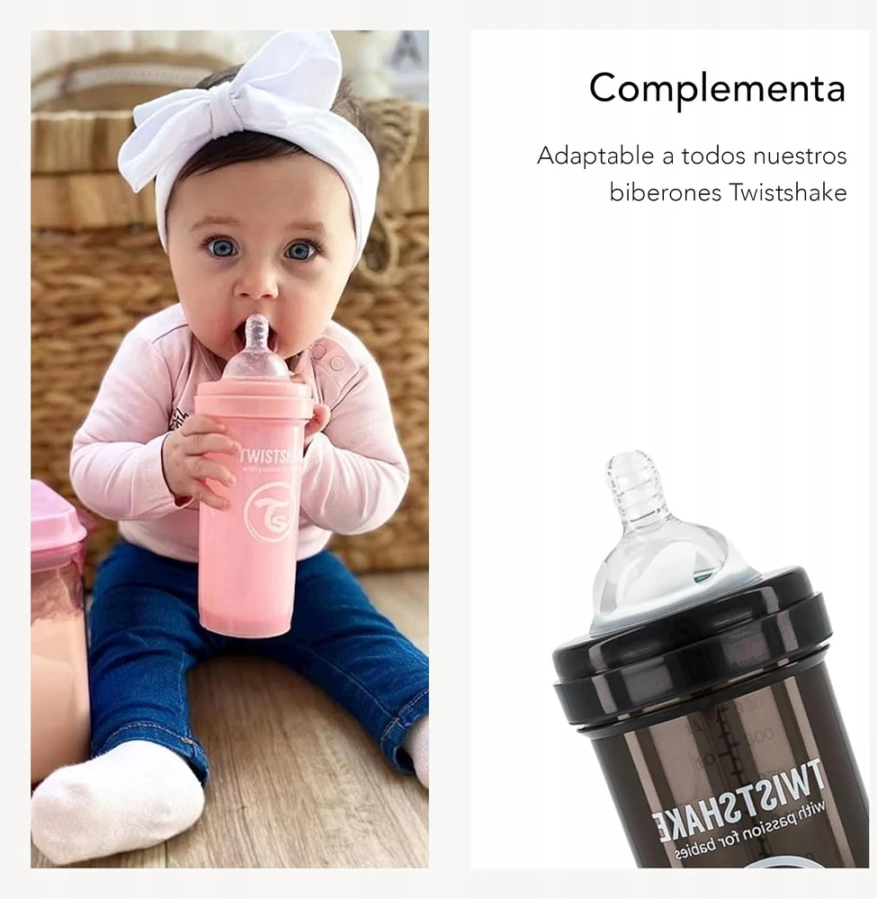 Silikoninis žindukas Twistshake Anti-Colic M, 2 mėn., 2 vnt.