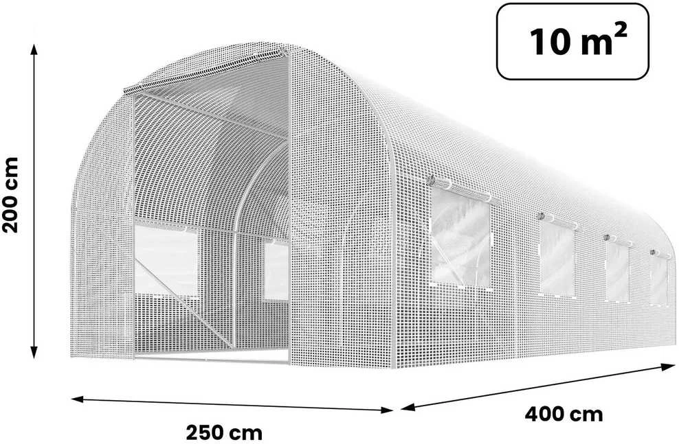 Šiltnamis 2,5x4m (10m2) baltas Plonos