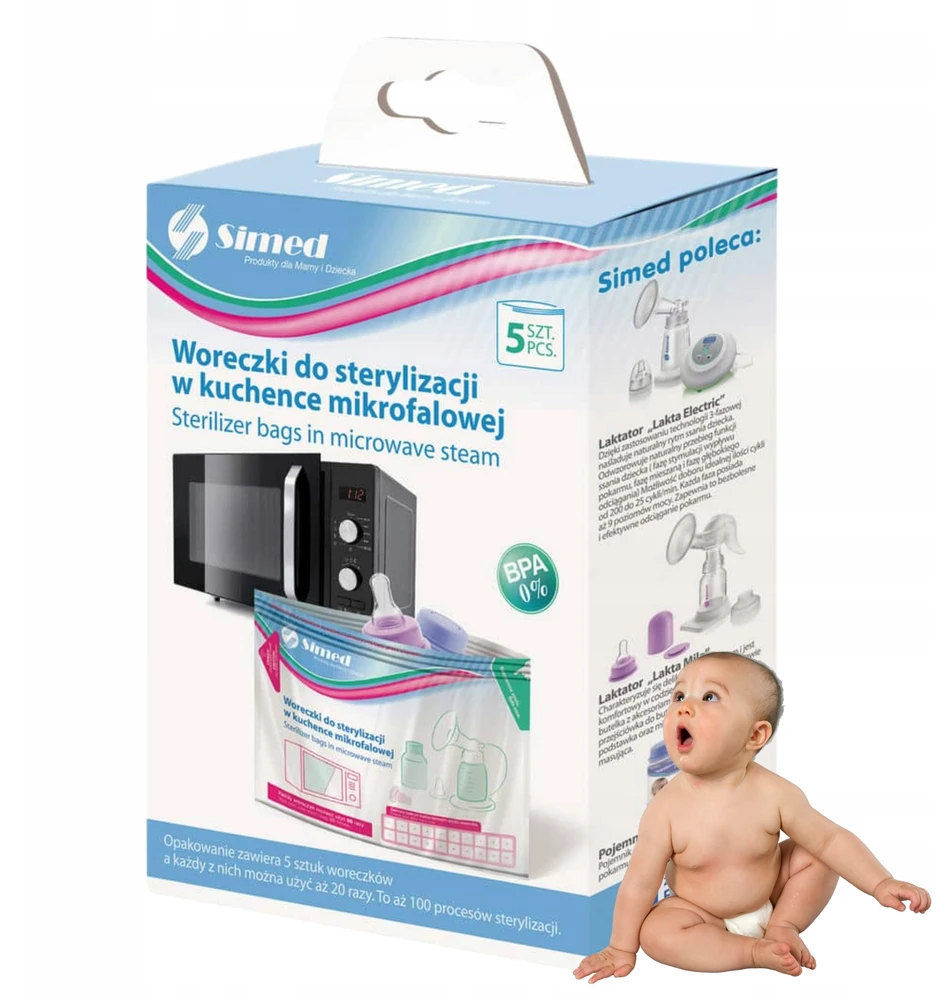 Carriwell Simed BAGS mikrobangų sterilizavimo maišeliai – 5 vnt. > 100 panaudojimų