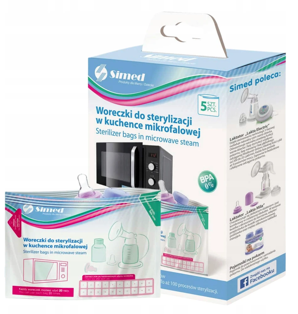 Carriwell Simed BAGS mikrobangų sterilizavimo maišeliai – 5 vnt. > 100 panaudojimų