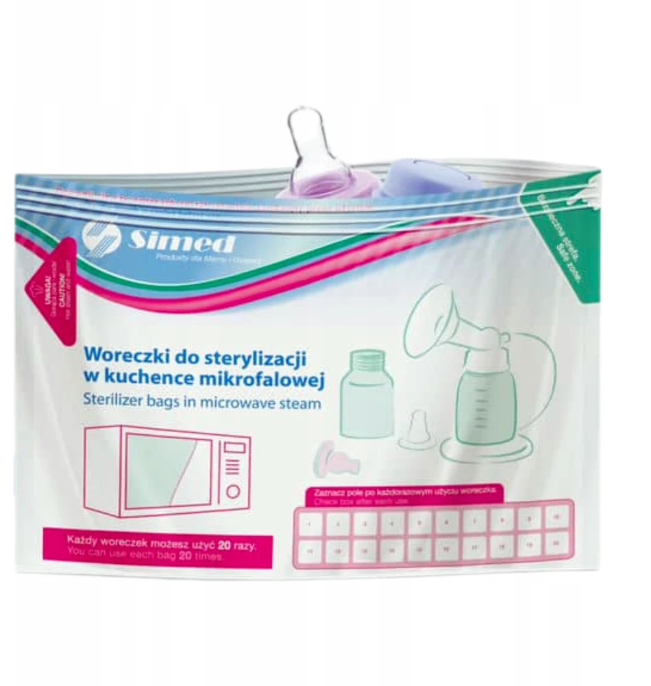Carriwell Simed BAGS mikrobangų sterilizavimo maišeliai – 5 vnt. > 100 panaudojimų