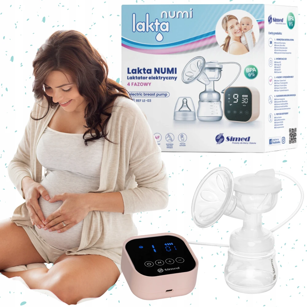Simed ELEKTRINIS MAITINIMAS KRŪTIŠKUMS Lacta NUMI 4 fazių baterija 150 ml LED MAITINIMO