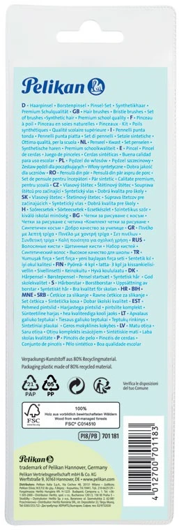 Pelikan Sintetinių teptukų rinkinys 8vnt