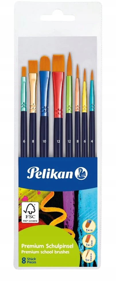 Sintetinių teptukų rinkinys Pelikan, 8 vnt.
