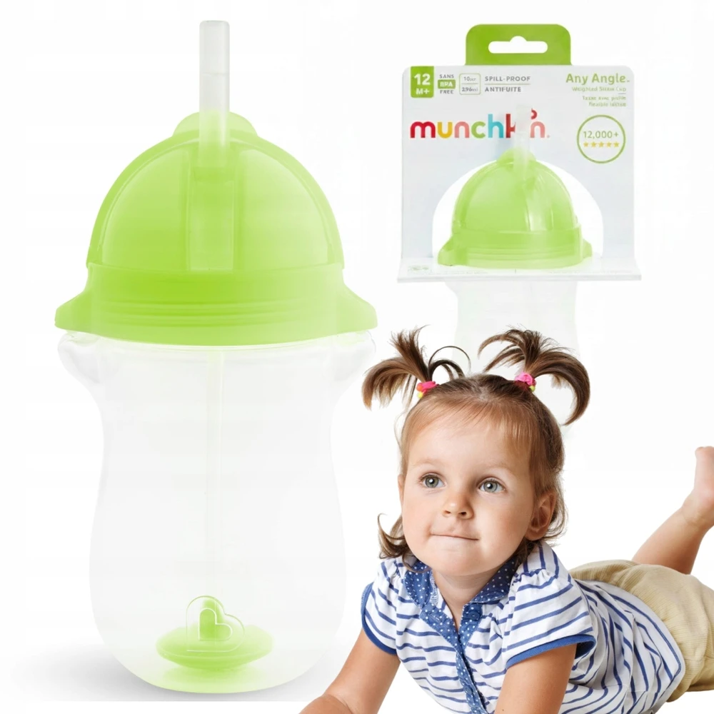 MUNCHKIN gertuvė su šiaudeliu, žalia, 12mėn+, 296ml, 01246301