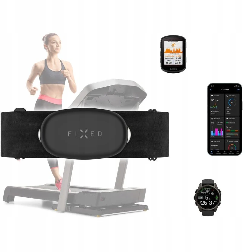 Širdies ritmo krūtinės diržas FIXED Pulse Dual, juodas
