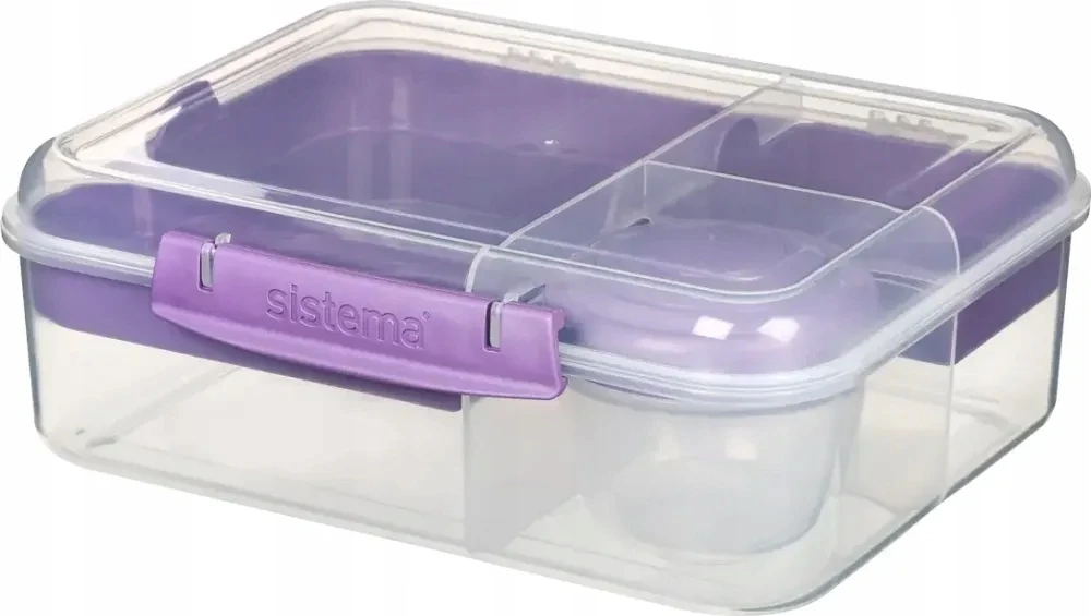Sistema Bento To Go 1650ml: Dėžutė maistui su 5 skyreliais ir puodeliu