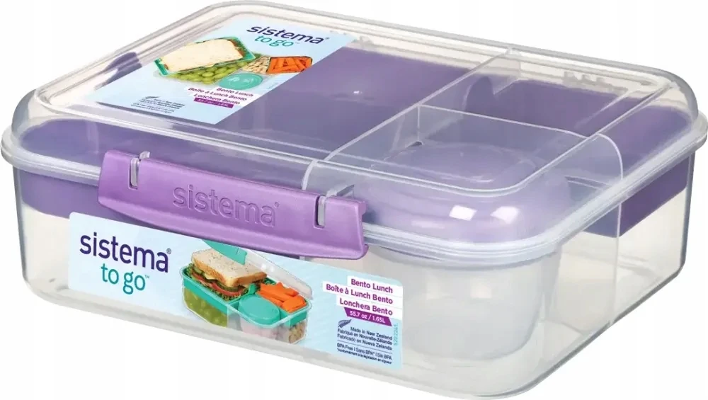 Sistema Bento To Go 1650ml: Dėžutė maistui su 5 skyreliais ir puodeliu