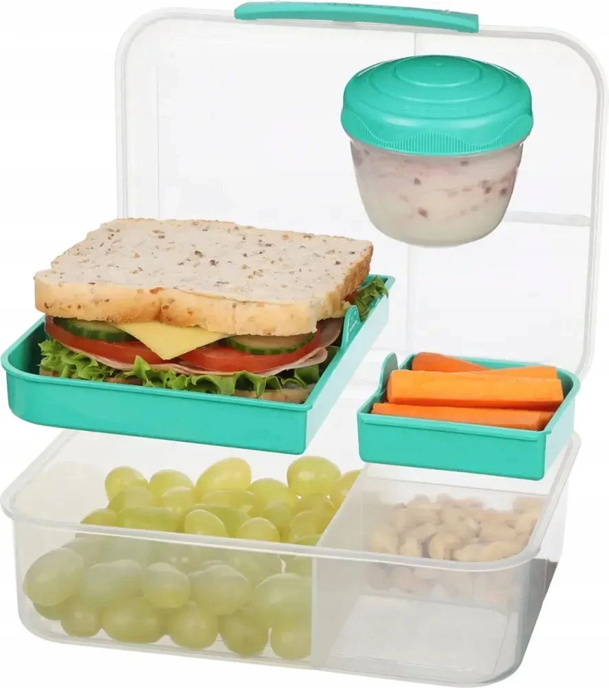 Sistema Bento To Go 1650ml: Dėžutė maistui su 5 skyreliais ir puodeliu